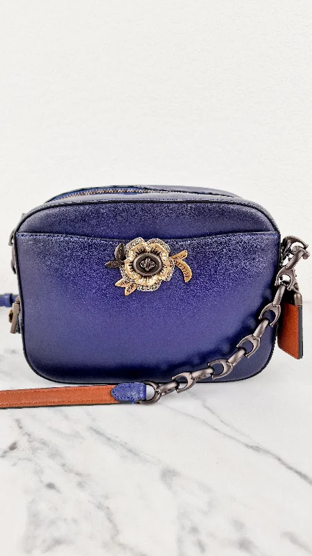 Coach 1941 Camera Bag with Tea Rose Turnlock Scalloped Edge C-Chain Strap Cadet Blue Purple Crossbody Bag - Coach 29094