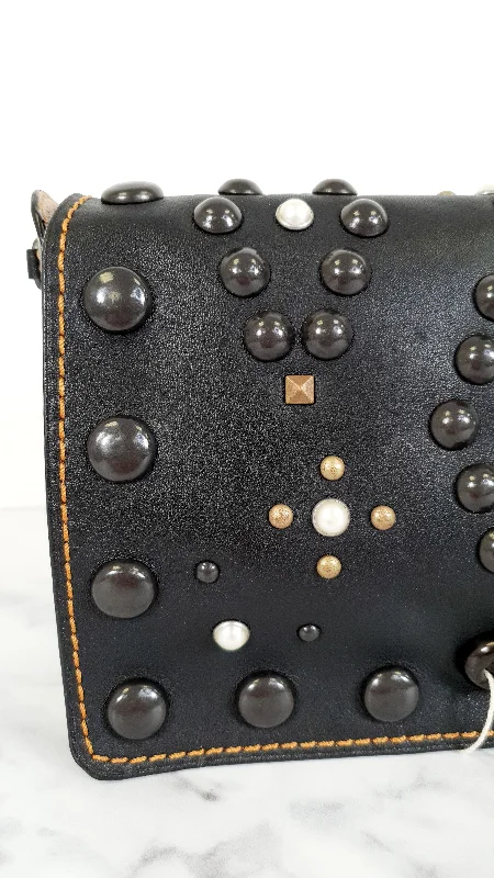 Coach 1941 Dinky 24 in Black Leather with Western Rivets - Crossbody Flap Bag Shoulder Chain Coach 56611