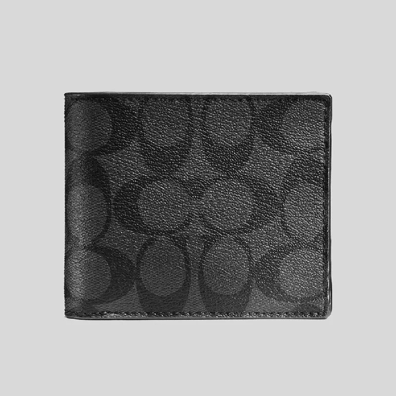 COACH Men's 3 In 1 Wallet In Signature Canvas Charcoal/Black CR905