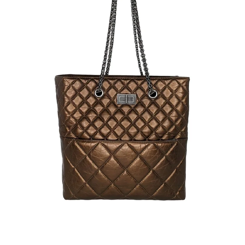 Chanel bag Metallic Aged Calfskin Quilted Reissue Tall Tote Bronze