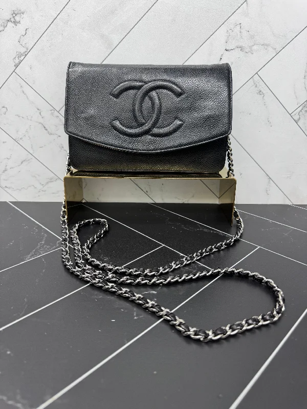 Chanel Black Caviar Leather Wallet on a Chain