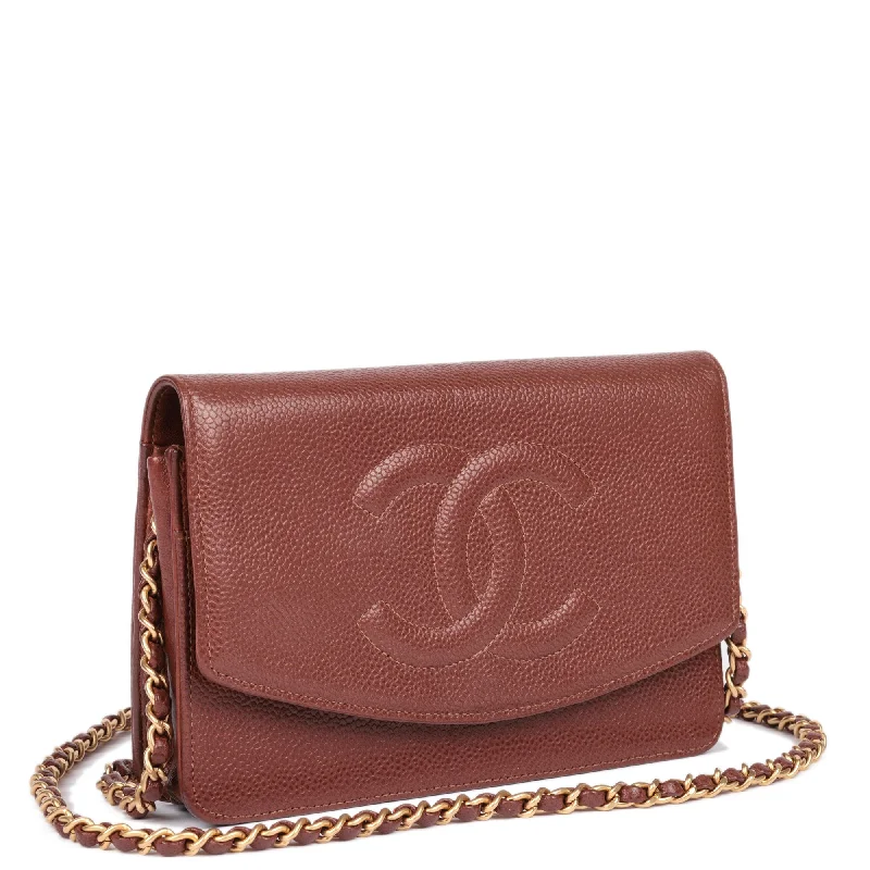 Chanel Brown Caviar Leather Vintage Timeless Wallet-on-Chain Shoulder Bag