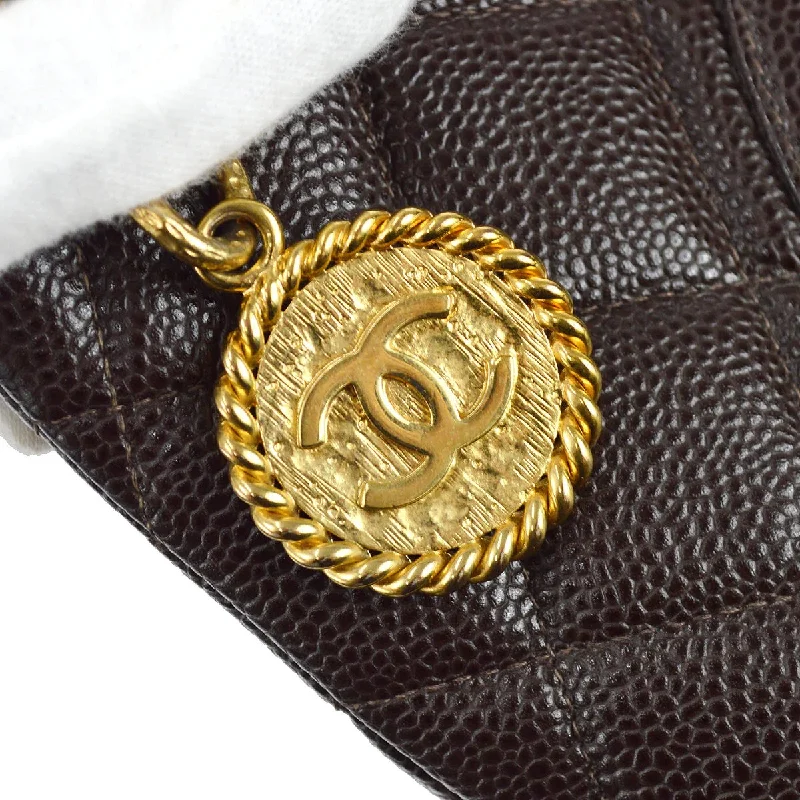 CHANEL CC BROWN CAVIAR LEATHER MEDALLION TOTE BAG