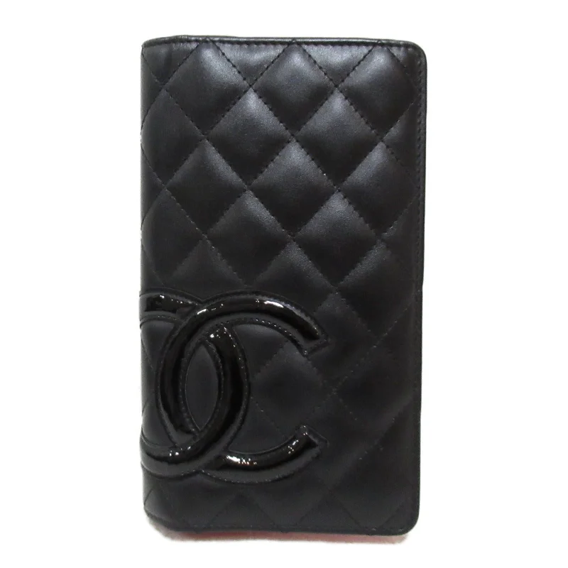 Chanel Champion Line Zip Long Wallet Two Fold Wallet Wallet Leather  Black