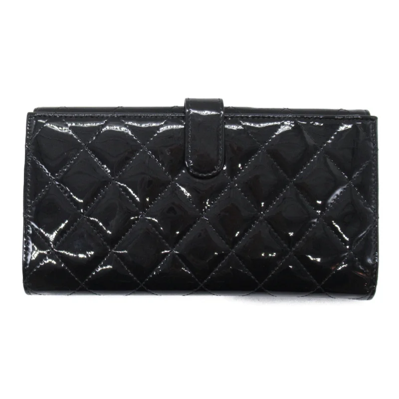 Chanel Chanel Brilliant W Hook Long Wallet W Hook Long Wallet Patent Leather  Black