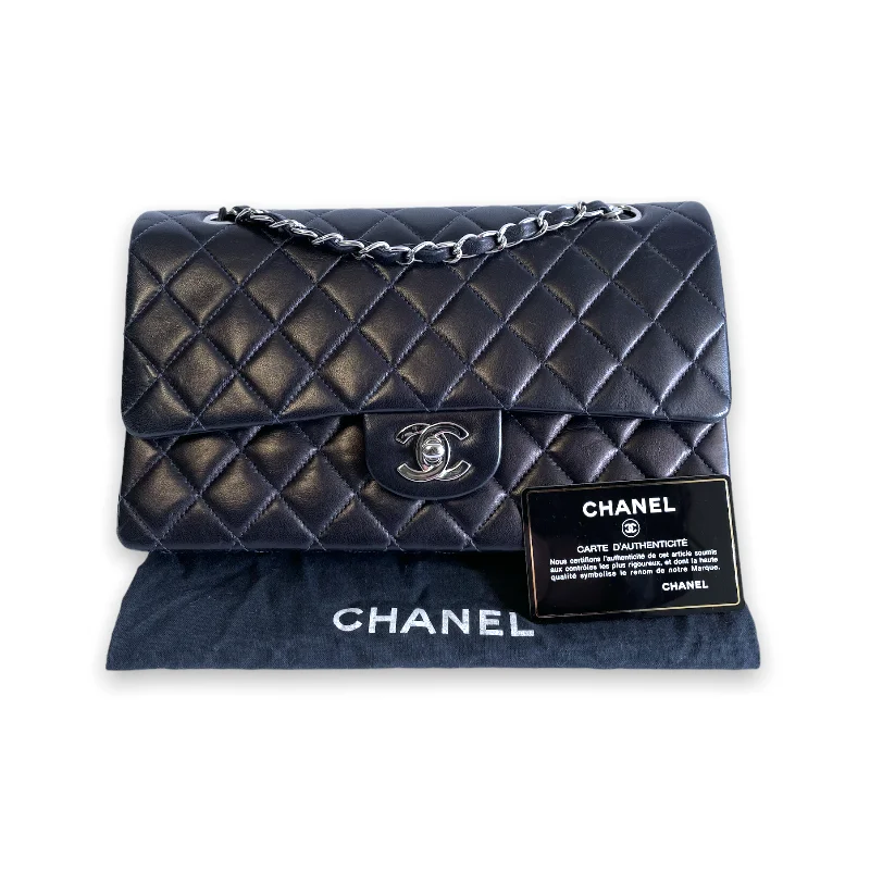 Chanel Classic Double Flap Medium Navy Blue Lambskin Silver