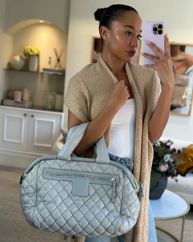 Chanel Cloud Grey Coco Cocoon Tote Bag In Nylon and CC Detail