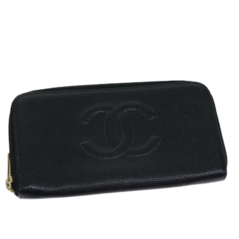 CHANEL COCO Mark Wallet Caviar Skin Black CC  bs14885