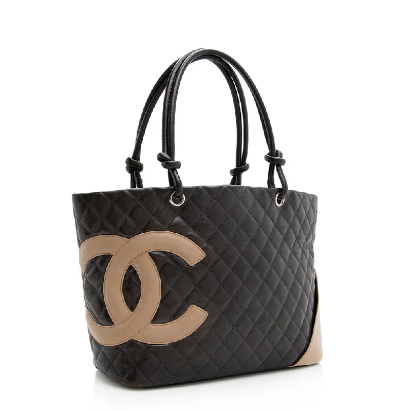 Chanel Lambskin Ligne Cambon Large Shopping Tote (19535)