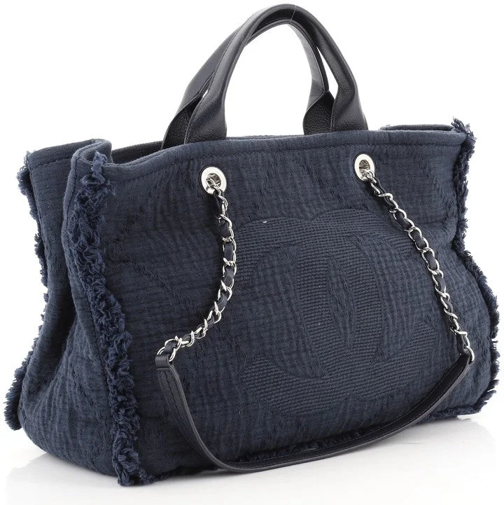 CHANEL Double Face Deauville Tote Fringe Quilted Canvas