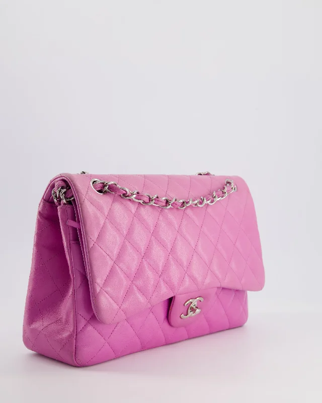 Chanel Lilac Classic Jumbo Double Flap Bag in Lambskin  with Silver Hardware