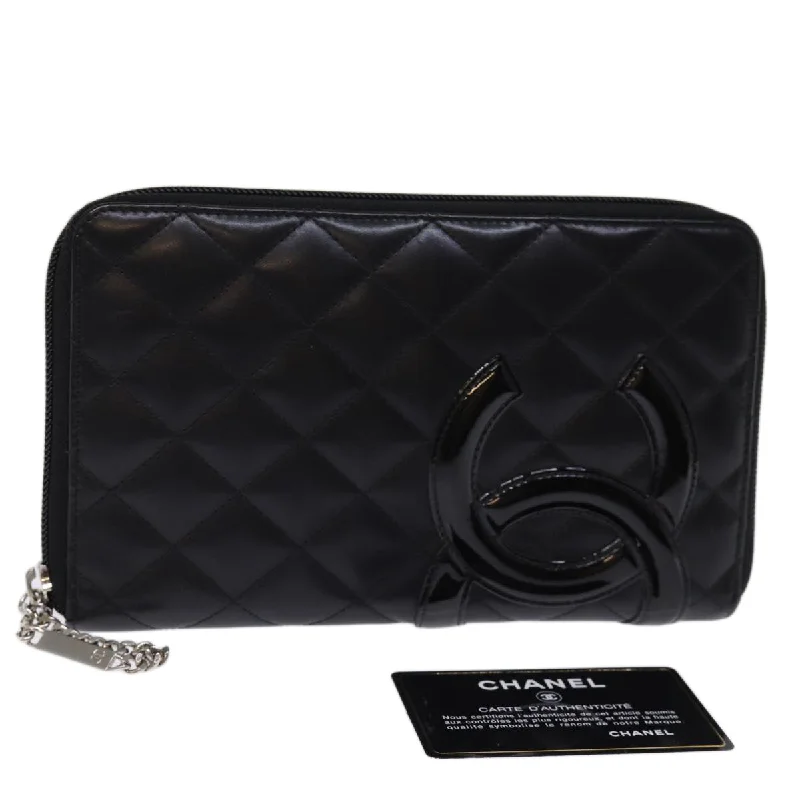 CHANEL Long Wallet Leather Black CC  mr152