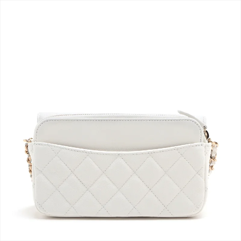 Chanel Matrasse Caviar S Chain Wallet Wallet White G  Random AP2096