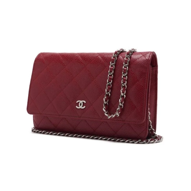 Chanel Matrasse Chain Wallet Caviar S Red (Silver G )  Wallet