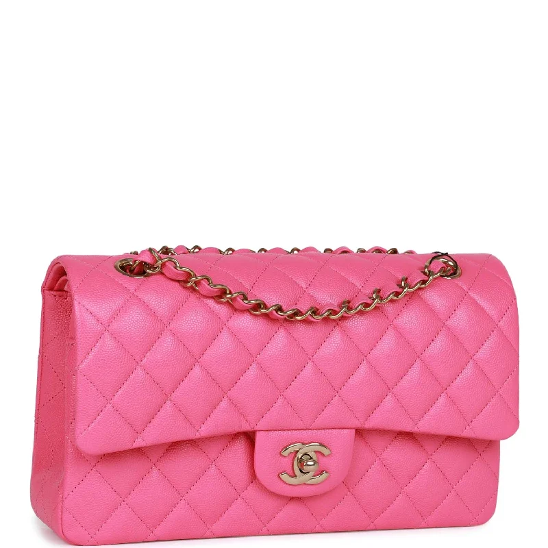 Chanel Medium Classic Double Flap Bag Hot Pink Caviar Gold Hardware