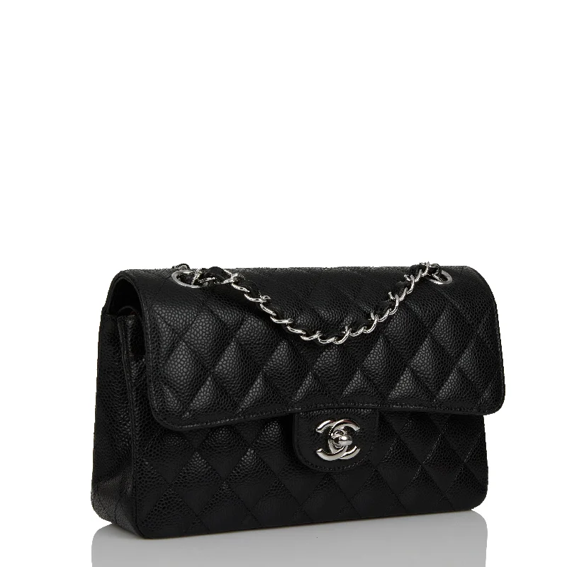 Chanel bag Small Classic Double Flap Black Caviar Silver Hardware