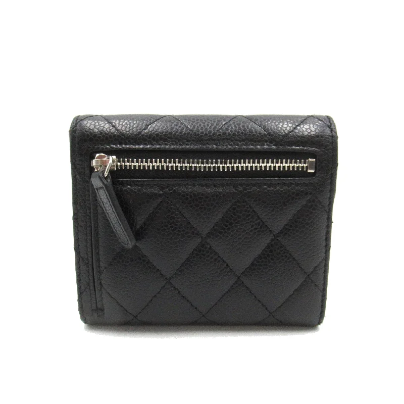 CHANEL Small Flap Wallet Three Fold Wallet Wallet Cabia S (Greenhead)   Black  AP0231