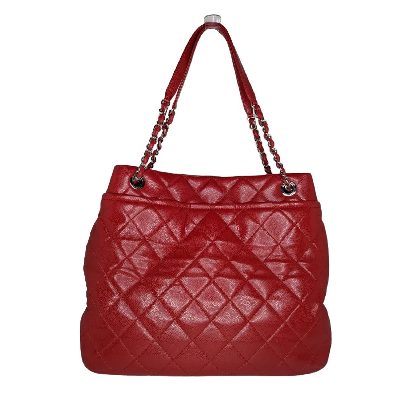 Chanel bags Red Quilted Caviar Timeless Soft Shopper Tote