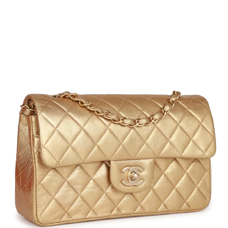 Chanel bag Small Classic Double Flap Bag Gold Metallic Lambskin Gold Hardware