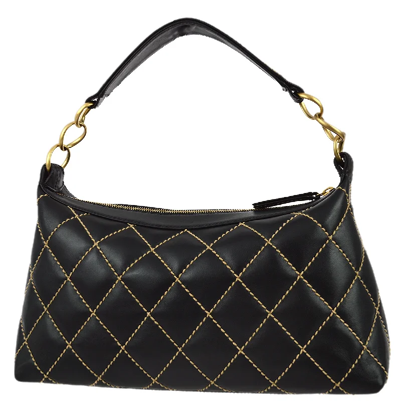 Chanel 2003-2004 Black Calfskin Wild Stitch Hobo Handbag