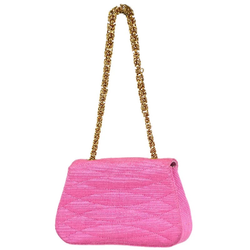 Chanel * 1991-1994 Diagonal Stitch Handbag Mini Pink Canvas