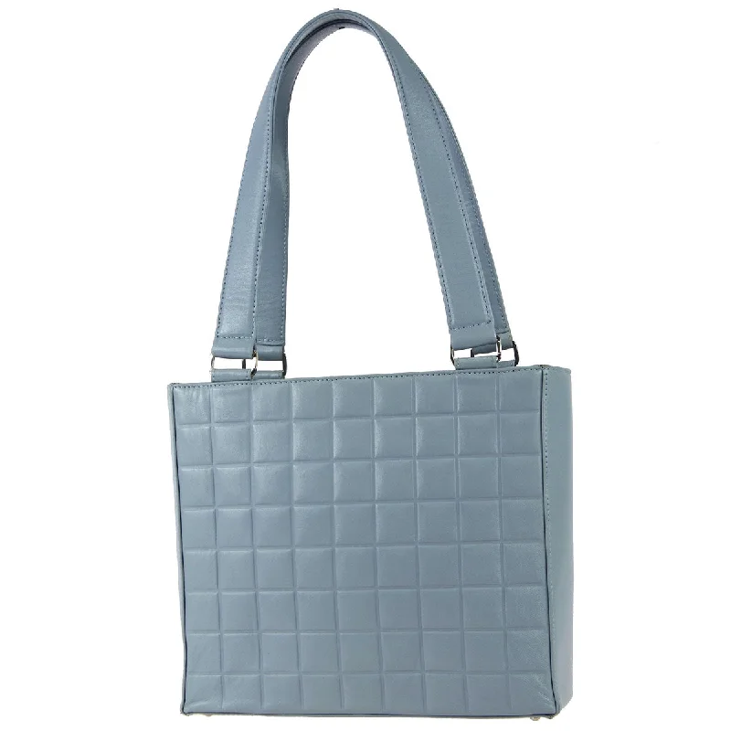 Chanel * 2001-2003 Light Blue Lambskin Choco Bar Tote Handbag