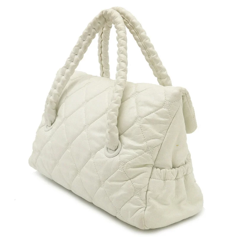 CHANEL here mark handbag leather white