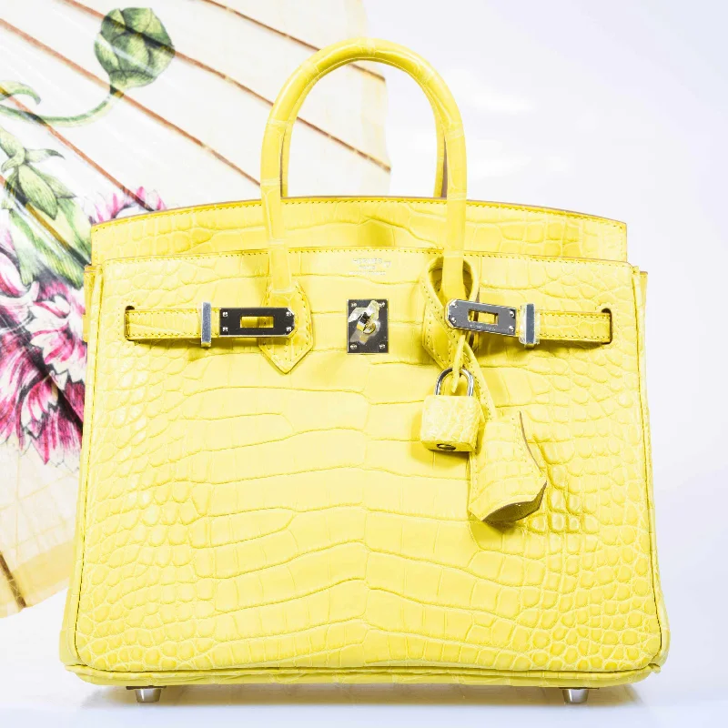 Hermes Birkin 25 Lime Yellow Matte Alligator Palladium Hardware