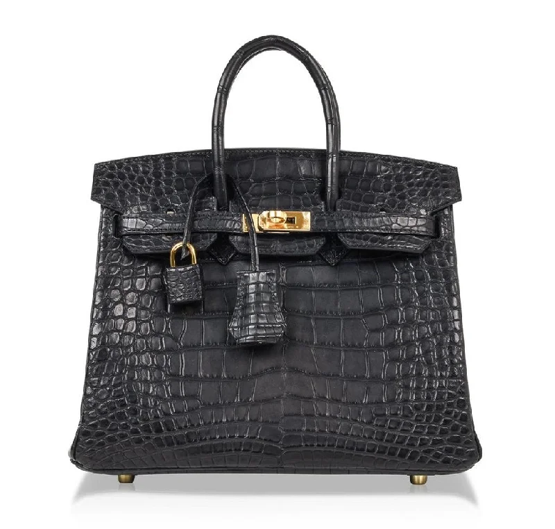 Hermes Birkin 25 Noir Alligator Bag GHW