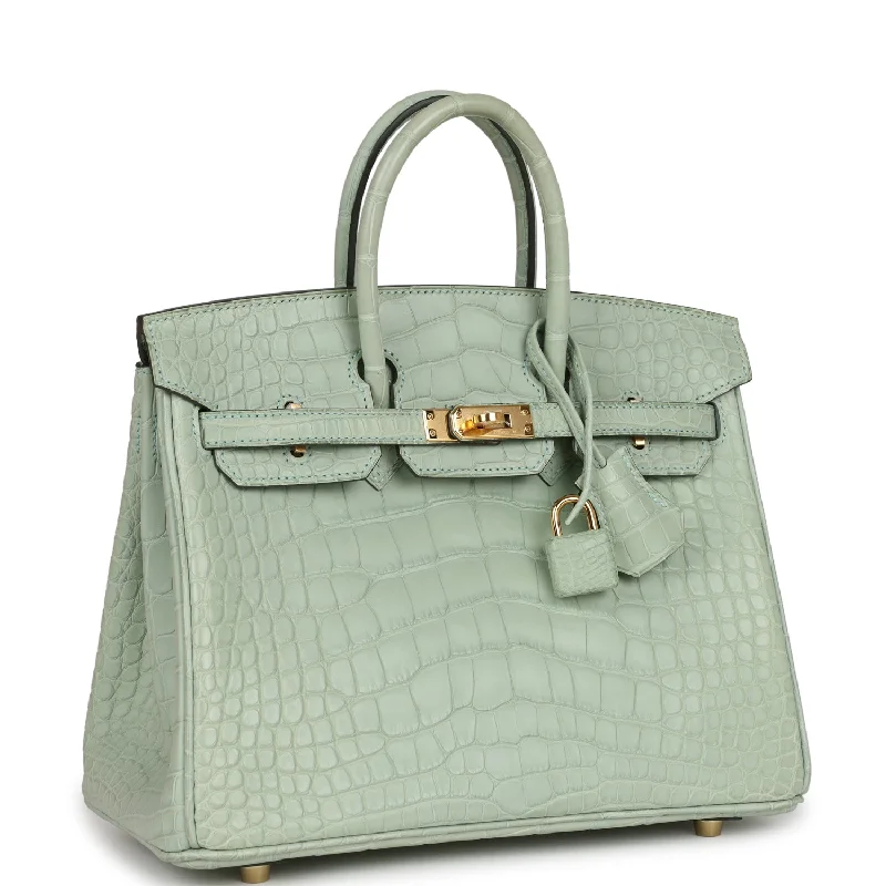 Hermes Birkin 25 Vert D'Eau Matte Alligator Gold Hardware