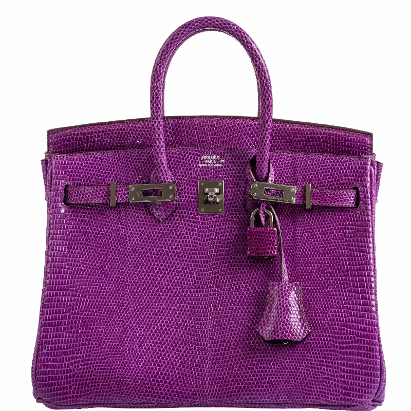 Hermes Birkin 25 Violet Lizard Ruthenium Hardware - 2006