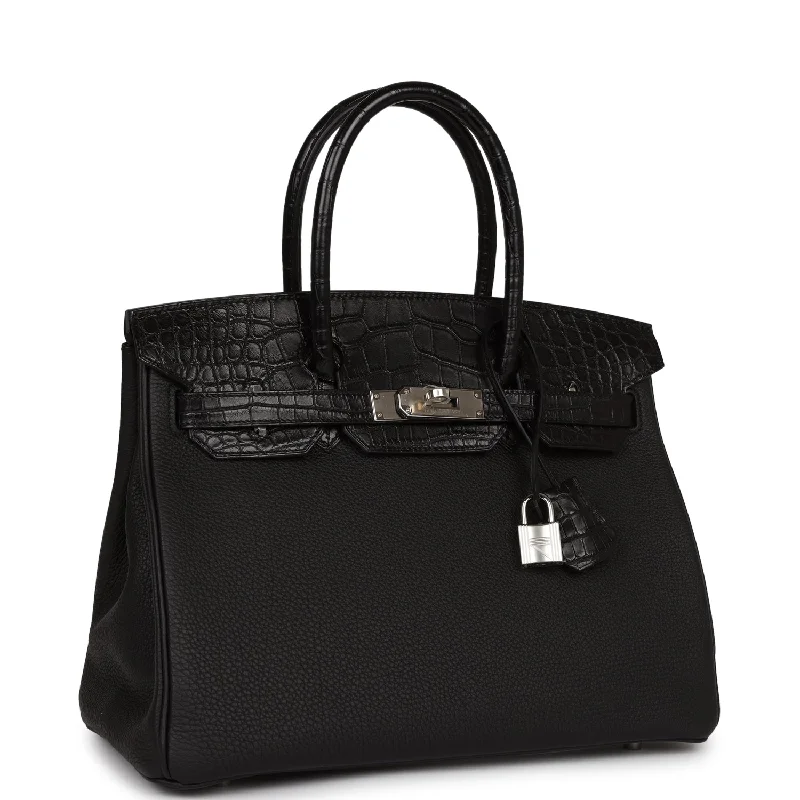 Hermes Birkin 30 Black Matte Alligator and Togo Touch Palladium Hardware