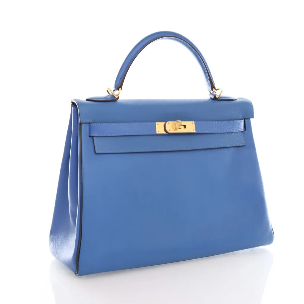 Hermes Kelly 32 Blue Zanzibar Epsom