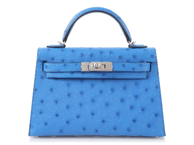 Hermès Mini Bleu Bleuet Ostrich Kelly 20