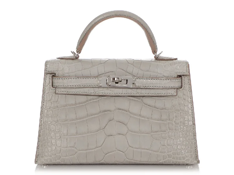 Hermès Mini Gris Perle Matte Alligator Kelly 20