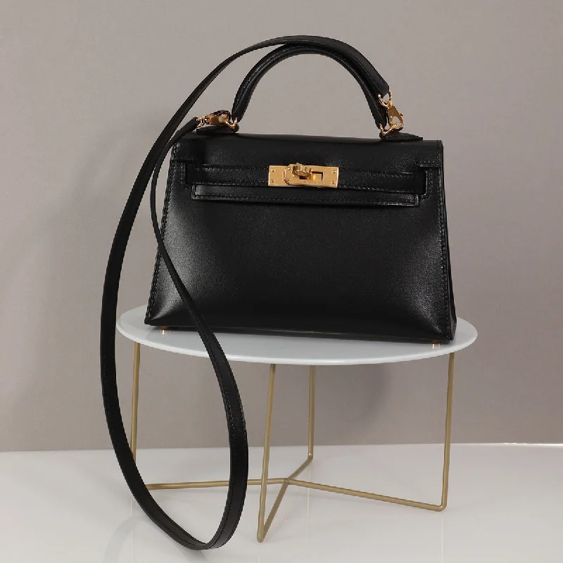 Hermès Mini Black Tadelakt Kelly 20