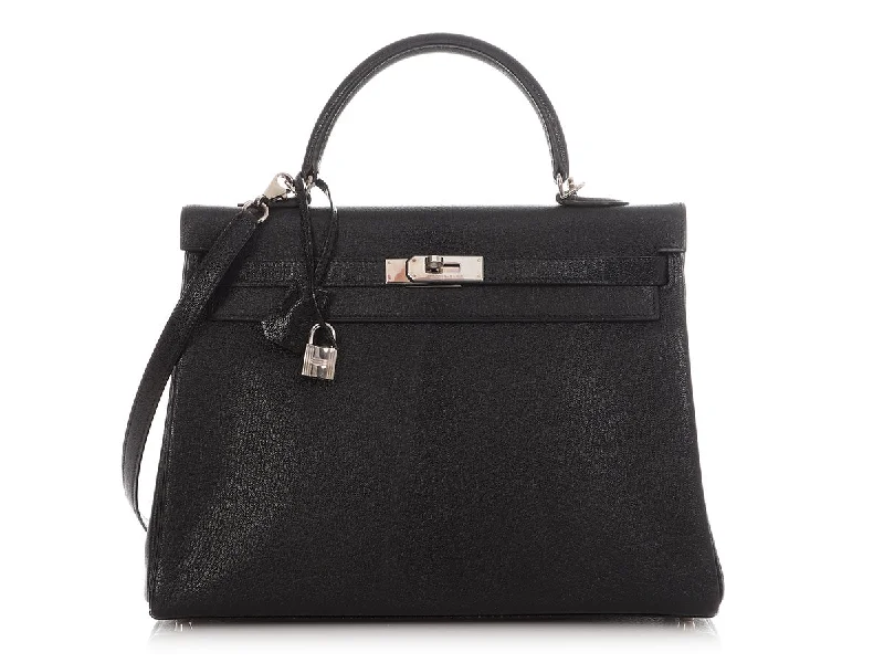 Hermès Black Chèvre de Coromandel Kelly 35