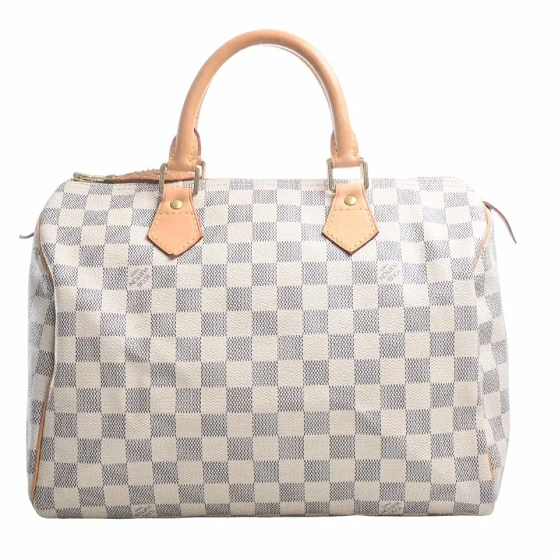 LOUIS VUITTON Azure Speedy 30 Handbag Boston Bag N41533 White Ladies