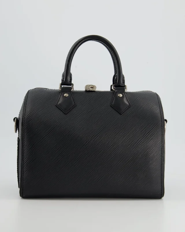 Louis Vuitton Black 25 Speedy Bag Bandoulière in Epi Leather and Silver Hardware