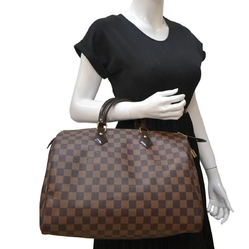 LOUIS VUITTON Speedy 35 Damier Ebene Satchel Bag Brown