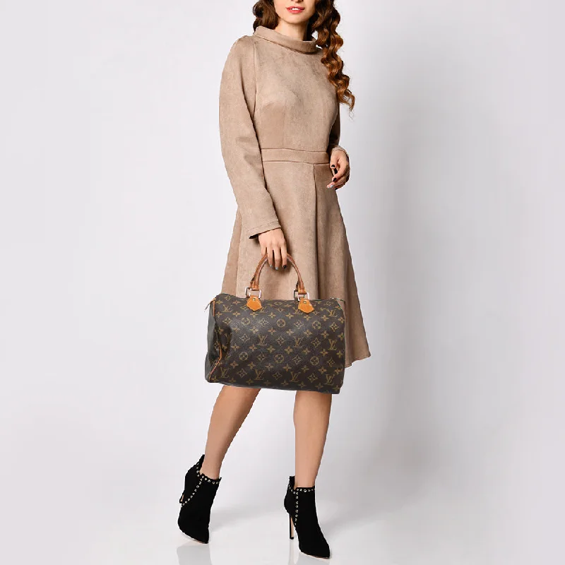 LOUIS VUITTON Brown Monogram Canvas Speedy 30 Top Handle Bag