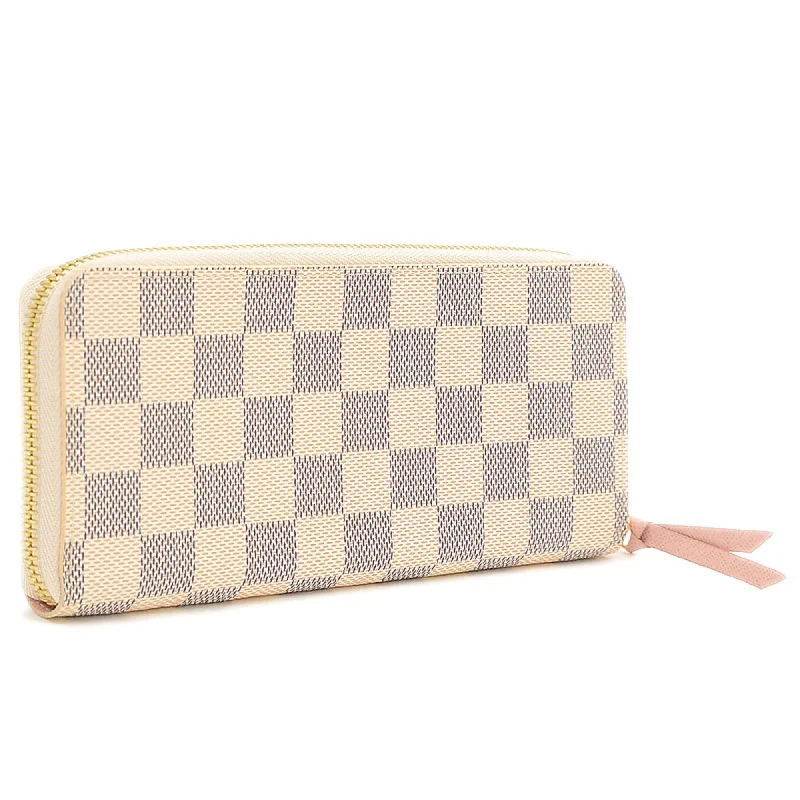 LOUIS VUITTON Damier Azur Portefeuille Clemence Long Wallet Rose Ballerine N61264