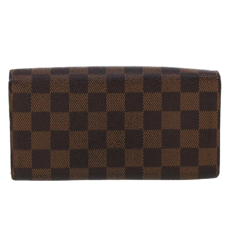 LOUIS VUITTON Damier Ebene Portefeuille Sarah Long Wallet N61734 LV Auth 42065